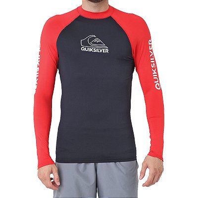 Lycra Quiksilver Manga Longa On Tour Masculina Preto/Vermelho