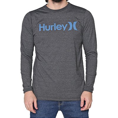 Camiseta Hurley Manga Longa O&O Solid Masculina Preto Mescla