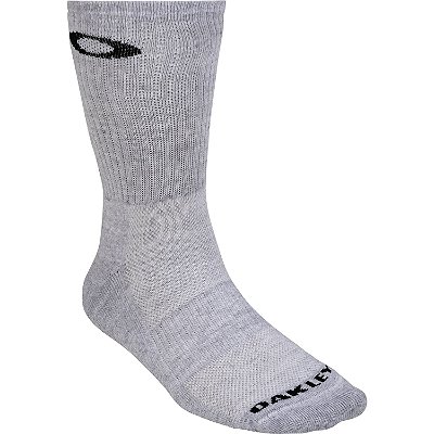 Meia Oakley Crew Sock Cano Alto Cinza Claro