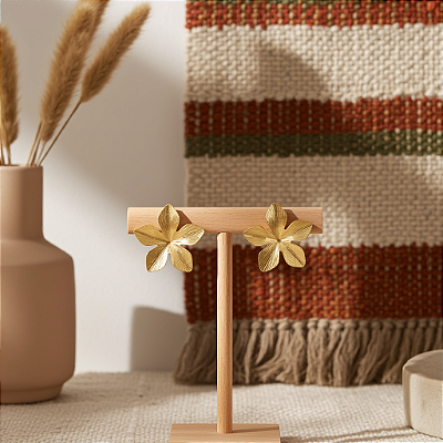 Brinco Flor Tropical – Banhado a Ouro 18K