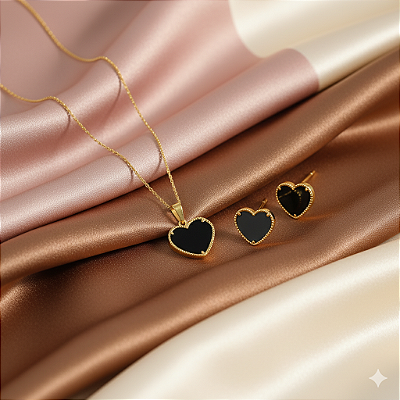 Conjunto Coração – Banhado a Ouro 18K
