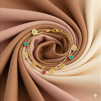 Pulseira Encantos do Amor – Banhada a Ouro 18K