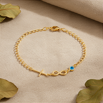 Pulseira Fé & Proteção – Banhada a Ouro 18K