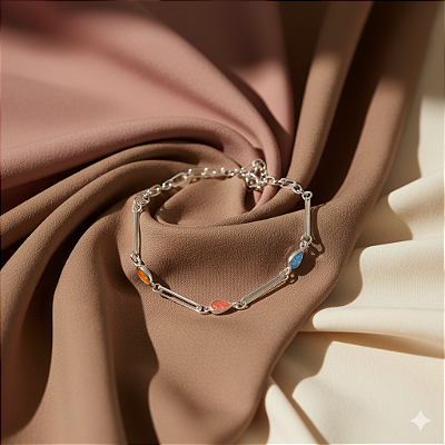 Pulseira Gotas de Cor – Banhado a Prata 925