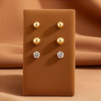 Trio Essencial Banhado a Ouro 18K