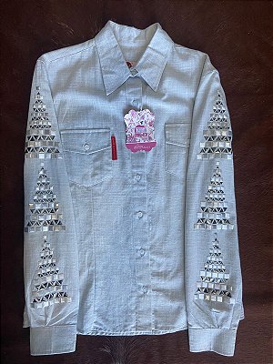 Camisete Red Western cinza claro com strass