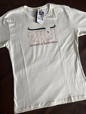 Camiseta 2K Jeans Bege/Laranja