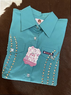 Camisete Red Western Verde água com strass