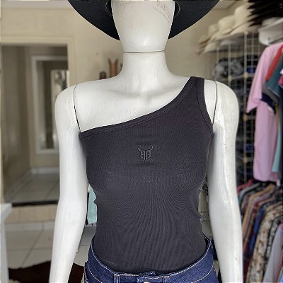 Regata Bull Brand nula manga canelado preta