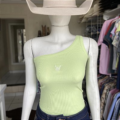 Regata Bull Brand nula manga canelado verde limão