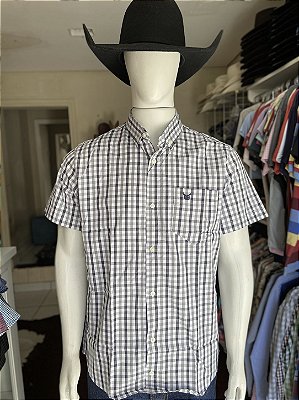 Camisa Bull Brand Manga Curta Xadrez Cinza