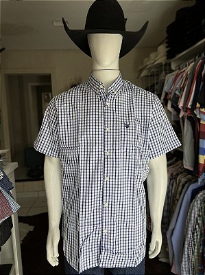 Camisa Bull Brand Xadrez Manga Curta Azul