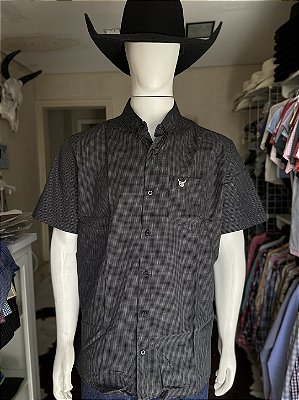 Camisa Bull Brand Manga Curta Xadrez Preto
