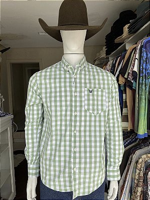 Camisa Bull Brand Manga Longa Xadrez Verde