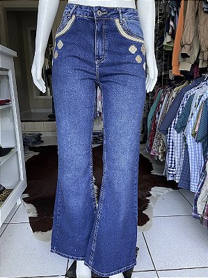 Calça Bill Way Flare Bordada