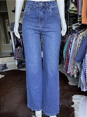 Calça American Country Wide Leg com Strass AC855