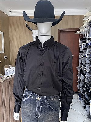 Camisa 2K Jeans Manga Longa Lisa Preta