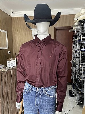 Camisa 2K Jeans Manga Longa Lisa Vinho