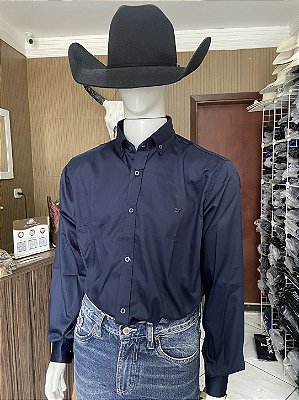 Camisa 2K Jeans Manga Longa Lisa Azul