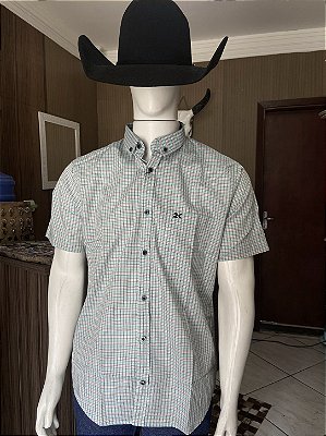 Camisa 2K Jeans Manga Curta Xadrez