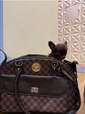Bolsa Transporte para Cães Xadrez Marrom