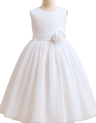 6371 Vestido Daminha Longo Branco Flor 4 ao 16
