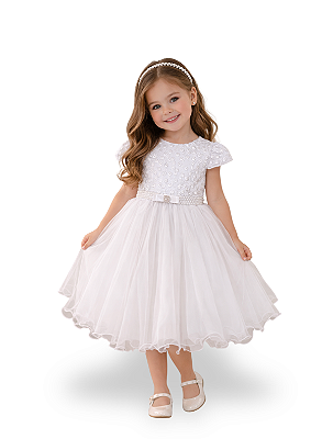 Vestido Infantil Luxo Branco 1 ao 4