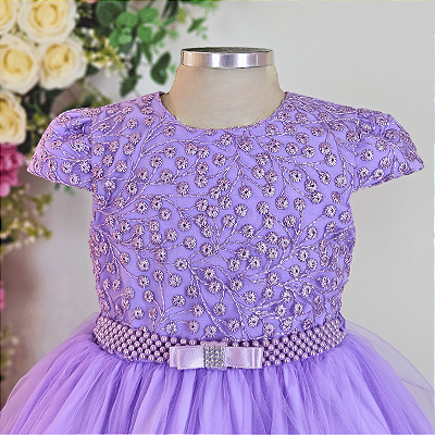 5369L Vestido Infantil Luxo Lilás 1 ao 4