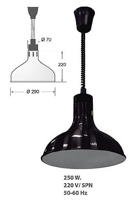 Luminária Retratil e Extensível para Lâmpada de Aquecimento com Parada Grande para Aquecimento e Conservação de Alimentos