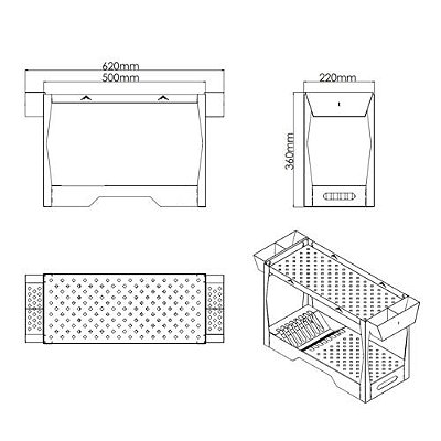 Escorredor Gourmet Duo - 50 × 22 × 36 cm (C x P x A)