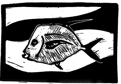 Linogravura Peixe Galo A4 por Uilo Andrade