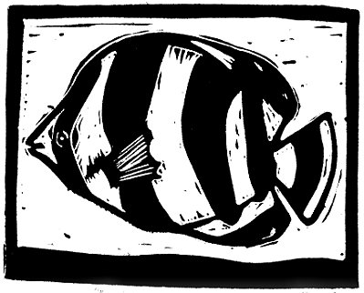 Peixe Borboleta A5 Linogravura