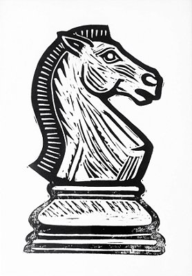 Cavalo Peça de Xadrez Gravura A4