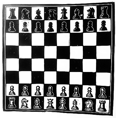 Tabuleiro de Xadrez em Linogravura A3