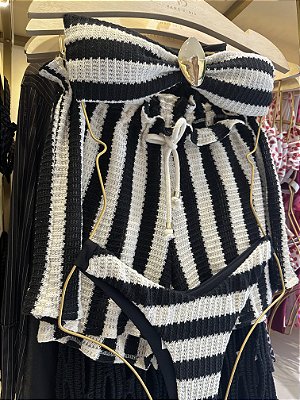 Top tomara caia com alça opcional + calcinha asa delta tricô BUZIOS