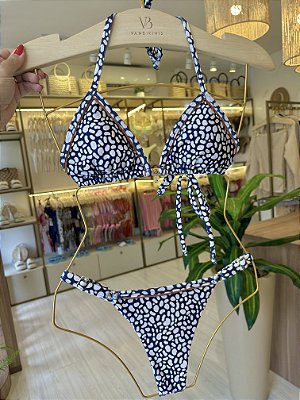 Cortininha com bojo 018 com friso + calcinha regulagem 794 estampa Copacabana