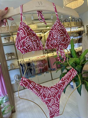 Cortininha com bojo 018 + calcinha asa delta estampa Havana