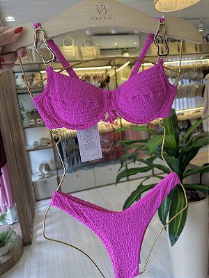 Top meia taca com argolas alças 093 + calcinha asa-delta Veneza rosa