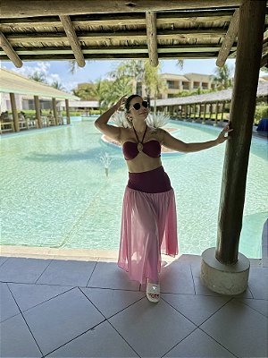 Saia Capadócia bordo e rosa