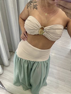 Saia Capadócia bege e verde