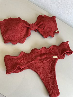 Top tomara nuvem + calcinha nuvem vórtex vermelho