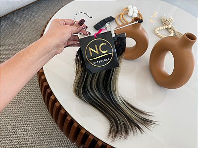 Cabelo brasileiro do sul fio gelado com mechas 50cm (100g)