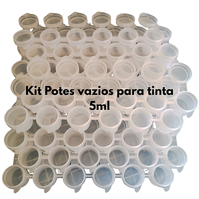 3 Tiras 18 potes potinhos de tinta vazio - 5ml - armazenamento de tintas