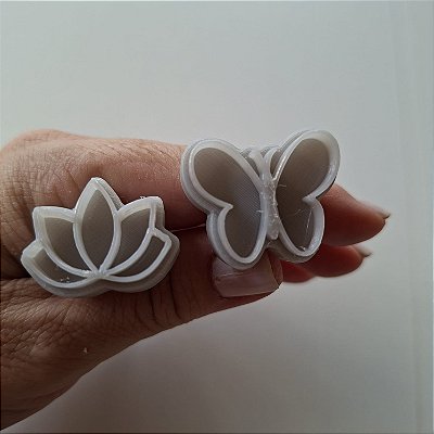 Carimbos Diversos 3D: Design de borboleta e flor do lótus - Modelo D019