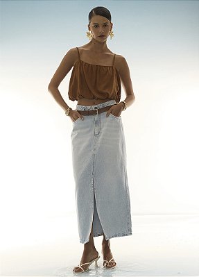 SAIA SUPER MIDI COM CINTO DE COURO