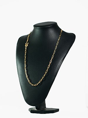 Corrente cadeado longo 4mm-banhado a ouro 18k