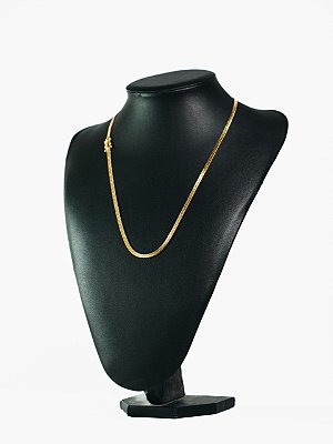 Corrente flet 4mm-banhado a ouro 18k