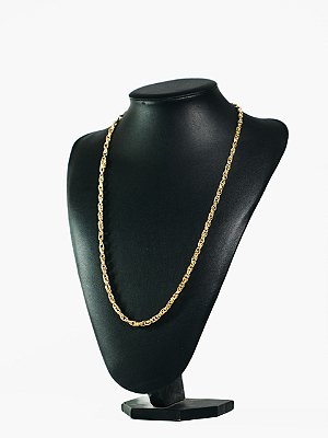 Corrente elo trançado 5mm-banhado a ouro 18k