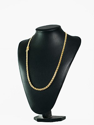 Corrente lacraia com friso-banhado a 18k