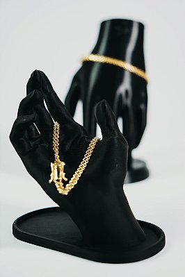 Pulseira elo duplo 4mm-banhado a ouro 18k